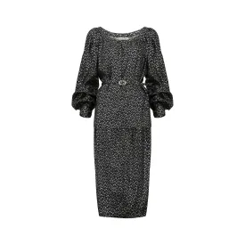 1970s Christian Dior Black and Silver Lame Skirt Suit (4 pieces)