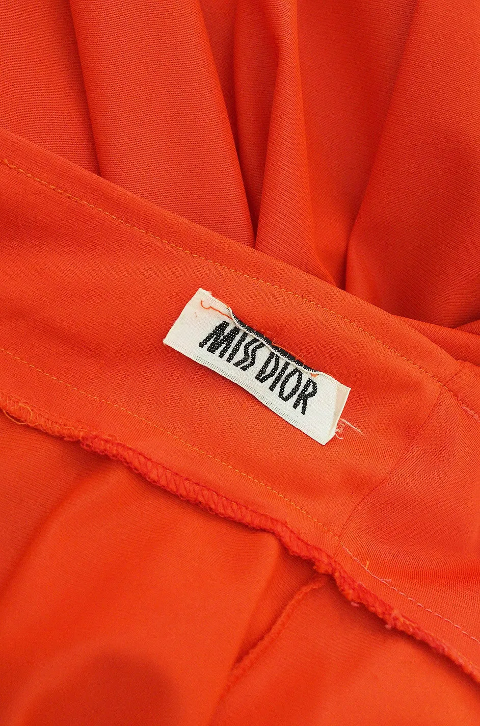 1970s Miss Dior Plunging Bright Maxi Dress