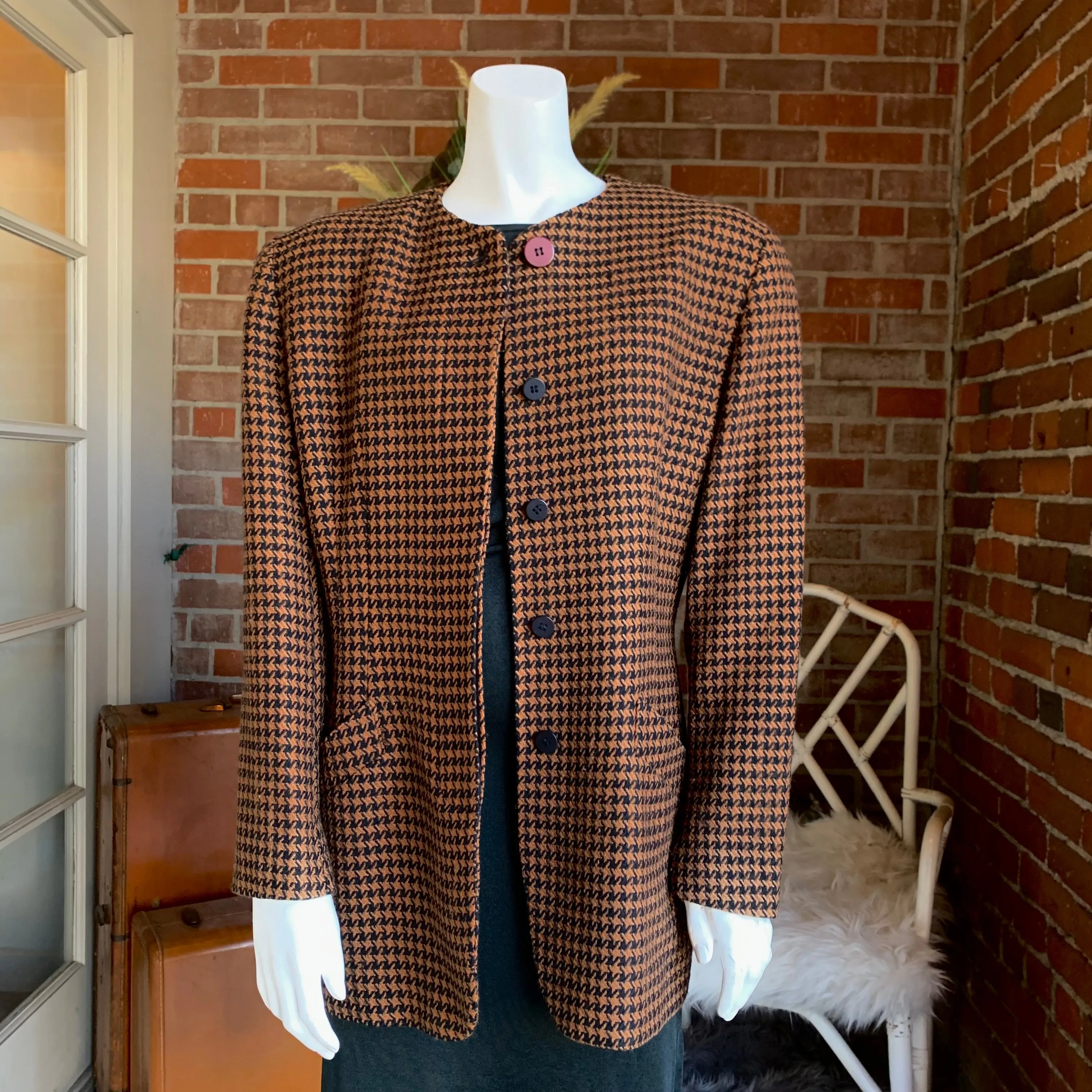 1990s Christian Dior Houndstooth Blazer