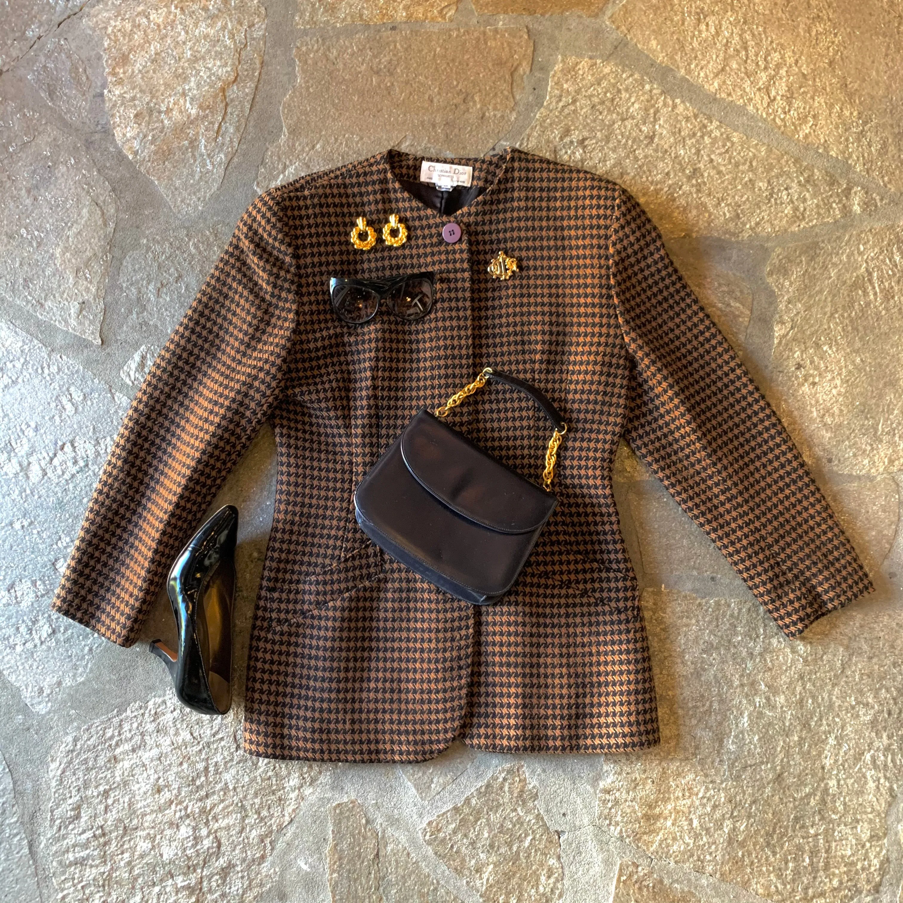 1990s Christian Dior Houndstooth Blazer