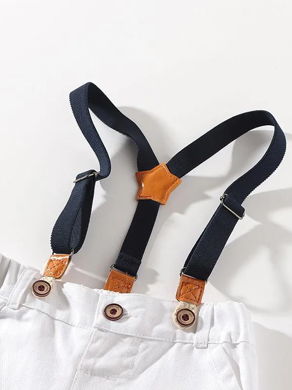 4-Piece Hawaii Style Baby Toddler Boy Outfit Shirt Matching Bowtie Suspender Shorts