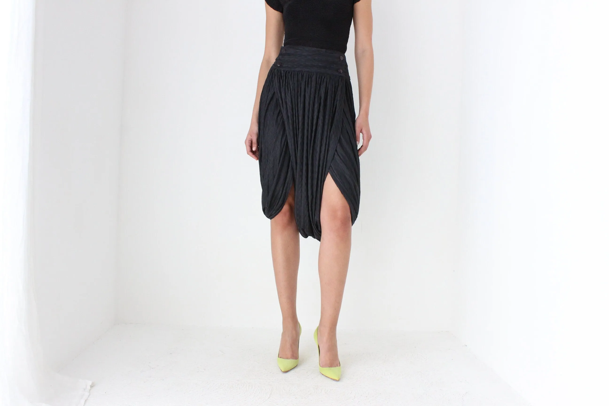 80s Avant Garde Spanish Designer Draped Bubble Pants / Skirt