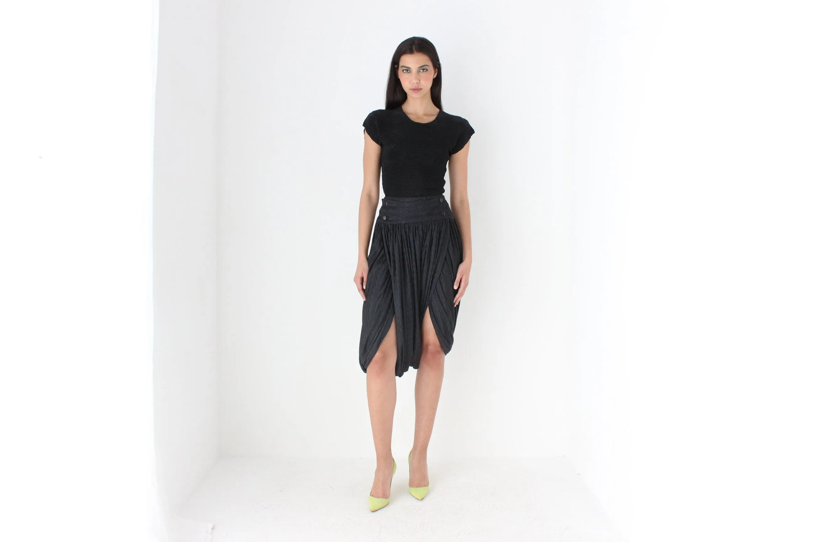 80s Avant Garde Spanish Designer Draped Bubble Pants / Skirt