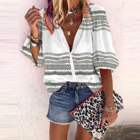 Adira Casual Striped Printed Shirt Women's Tops Women's Clothing