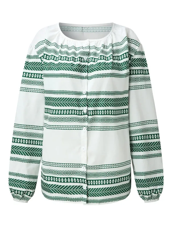 Adira Casual Striped Printed Shirt Women's Tops Women's Clothing