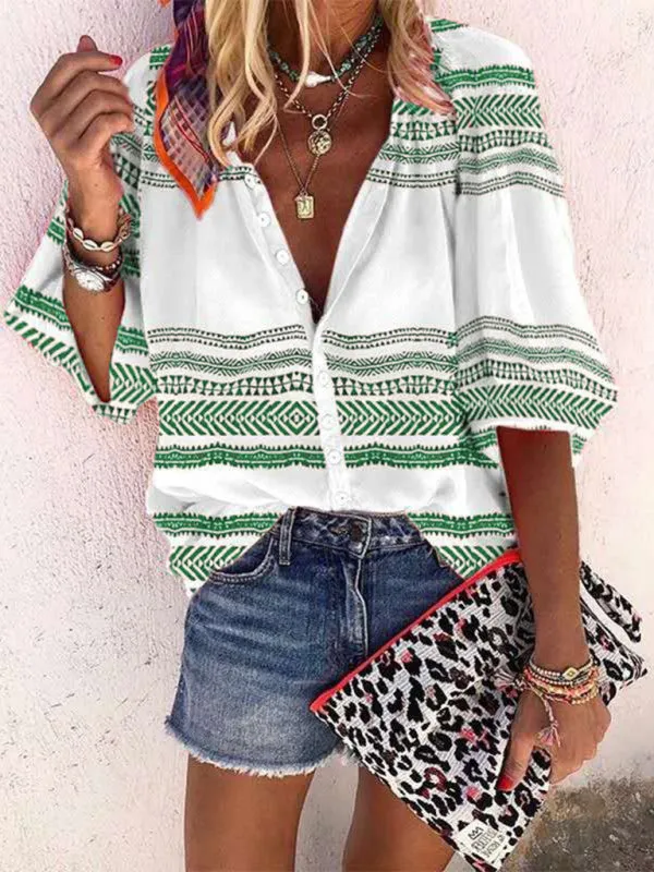 Adira Casual Striped Printed Shirt Women's Tops Women's Clothing