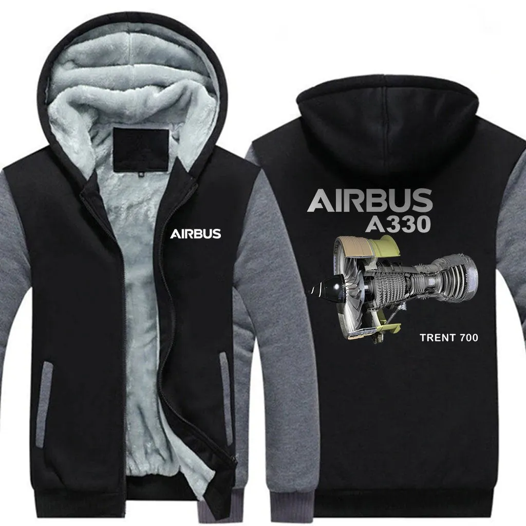 AIRBUS A330 TRENT 700 WINTER THICK ZIP SWEATSHIRTS