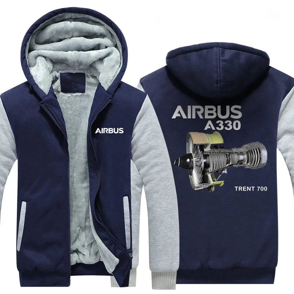 AIRBUS A330 TRENT 700 WINTER THICK ZIP SWEATSHIRTS