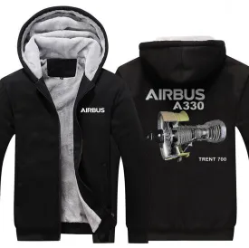 AIRBUS A330 TRENT 700 WINTER THICK ZIP SWEATSHIRTS