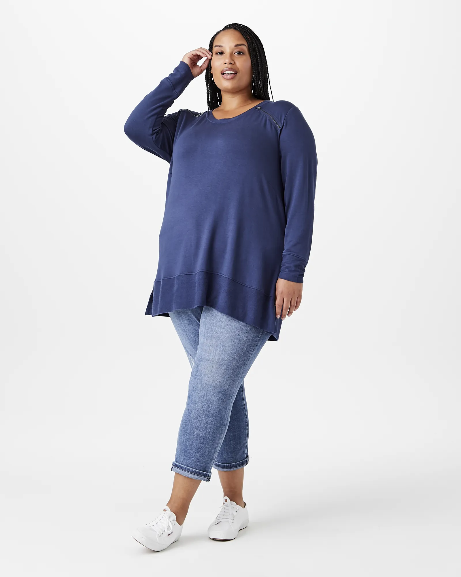 Alanna Zipper Sweatshirt  | Navy