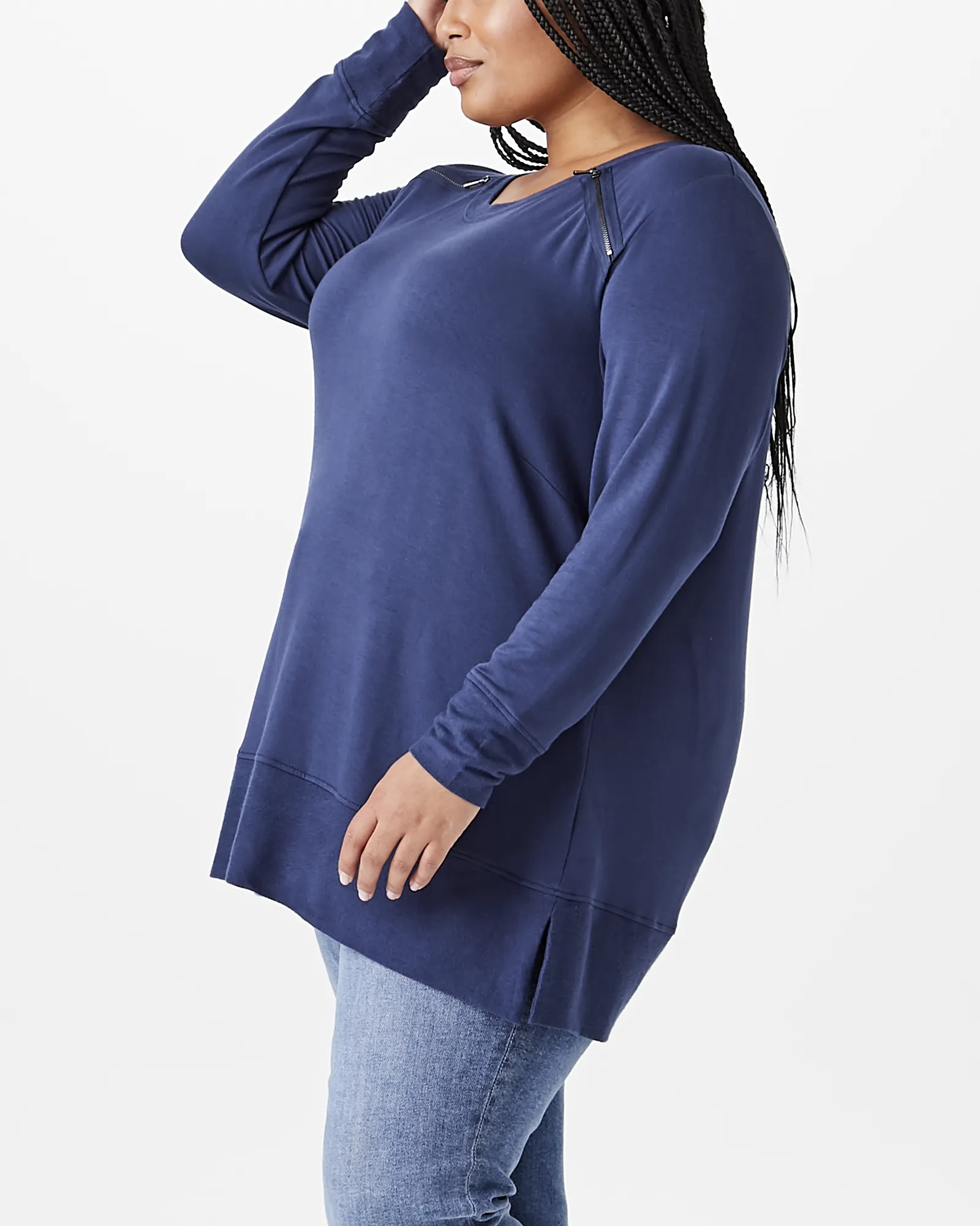 Alanna Zipper Sweatshirt  | Navy