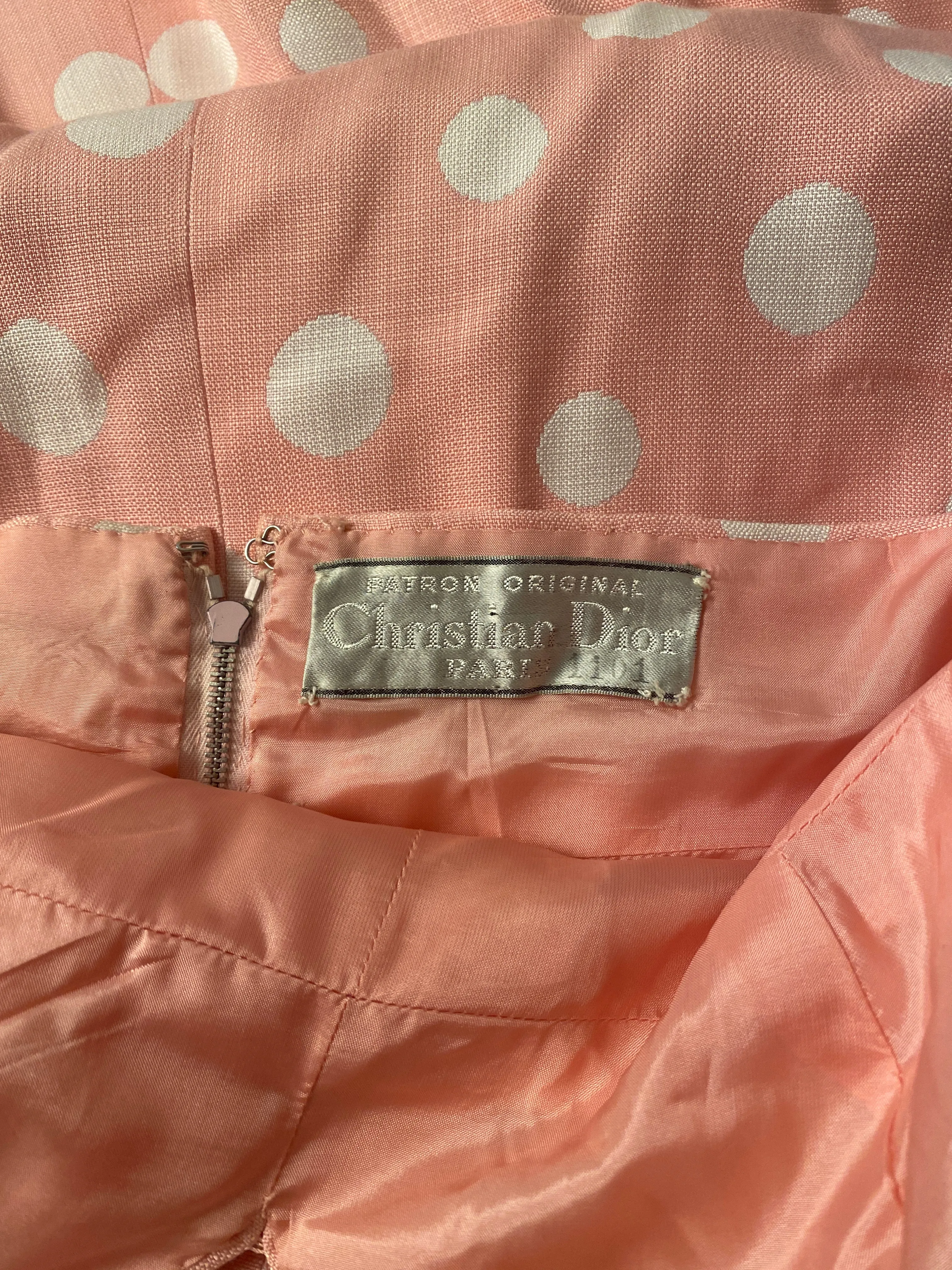 ARCHIVE: 1970s Christian Dior Pink Polka Dot Halter Neck Dress