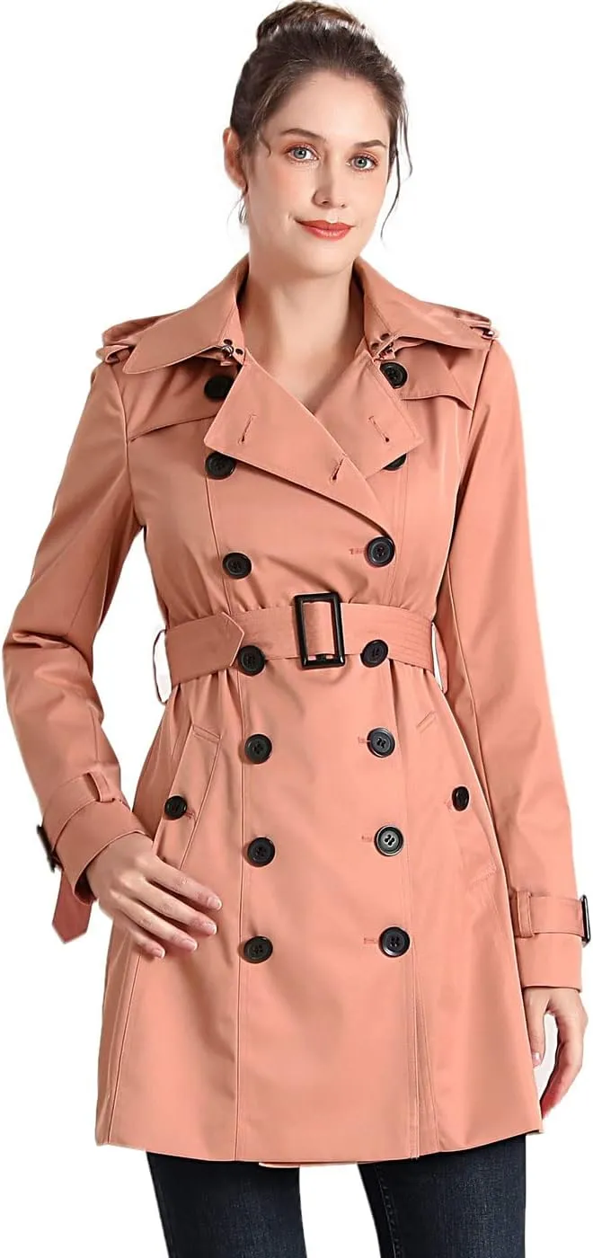 BGSD Women Viv Waterproof Hooded Mid Length Trench Coat