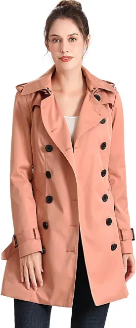 BGSD Women Viv Waterproof Hooded Mid Length Trench Coat