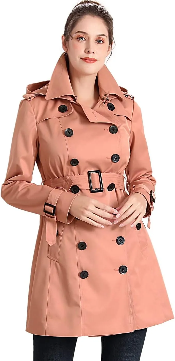 BGSD Women Viv Waterproof Hooded Mid Length Trench Coat