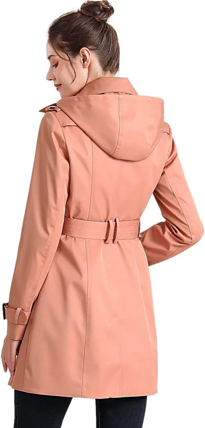 BGSD Women Viv Waterproof Hooded Mid Length Trench Coat