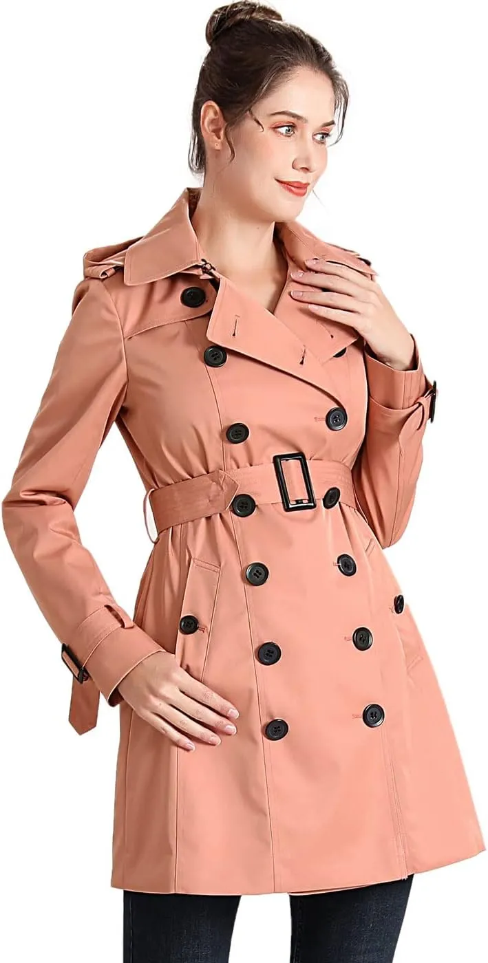 BGSD Women Viv Waterproof Hooded Mid Length Trench Coat
