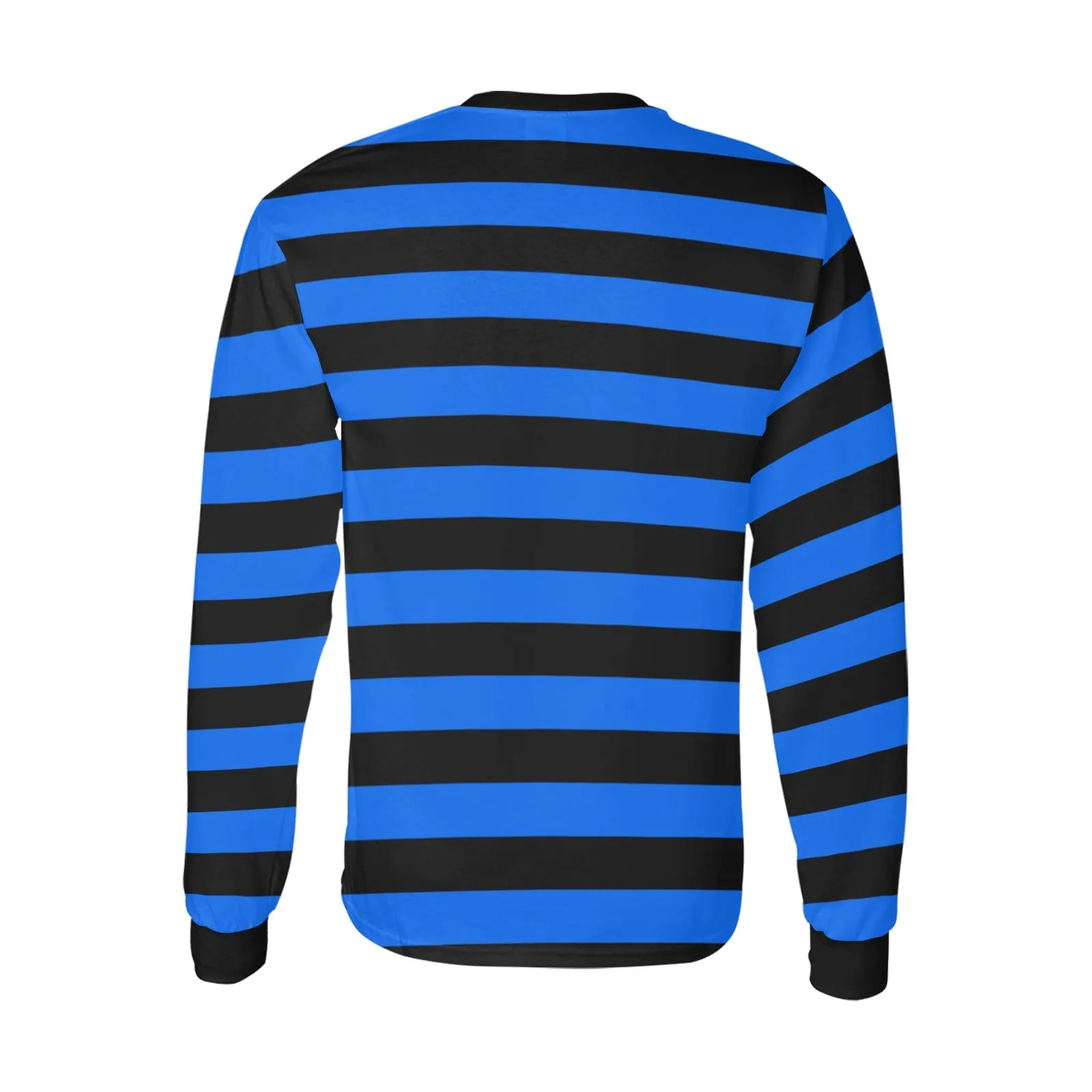 Black and Blue Men Long Sleeve Striped TShirt, Graphic Vintage Retro Broad Stripes Crewneck Unisex Women Designer Male Guys Tee Top Shirt