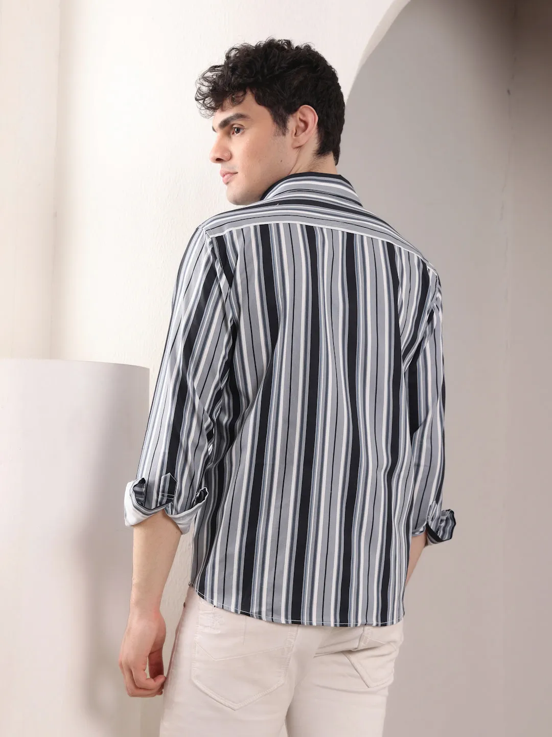 BLACK AND GREY CANDY STRIPES SHIRT
