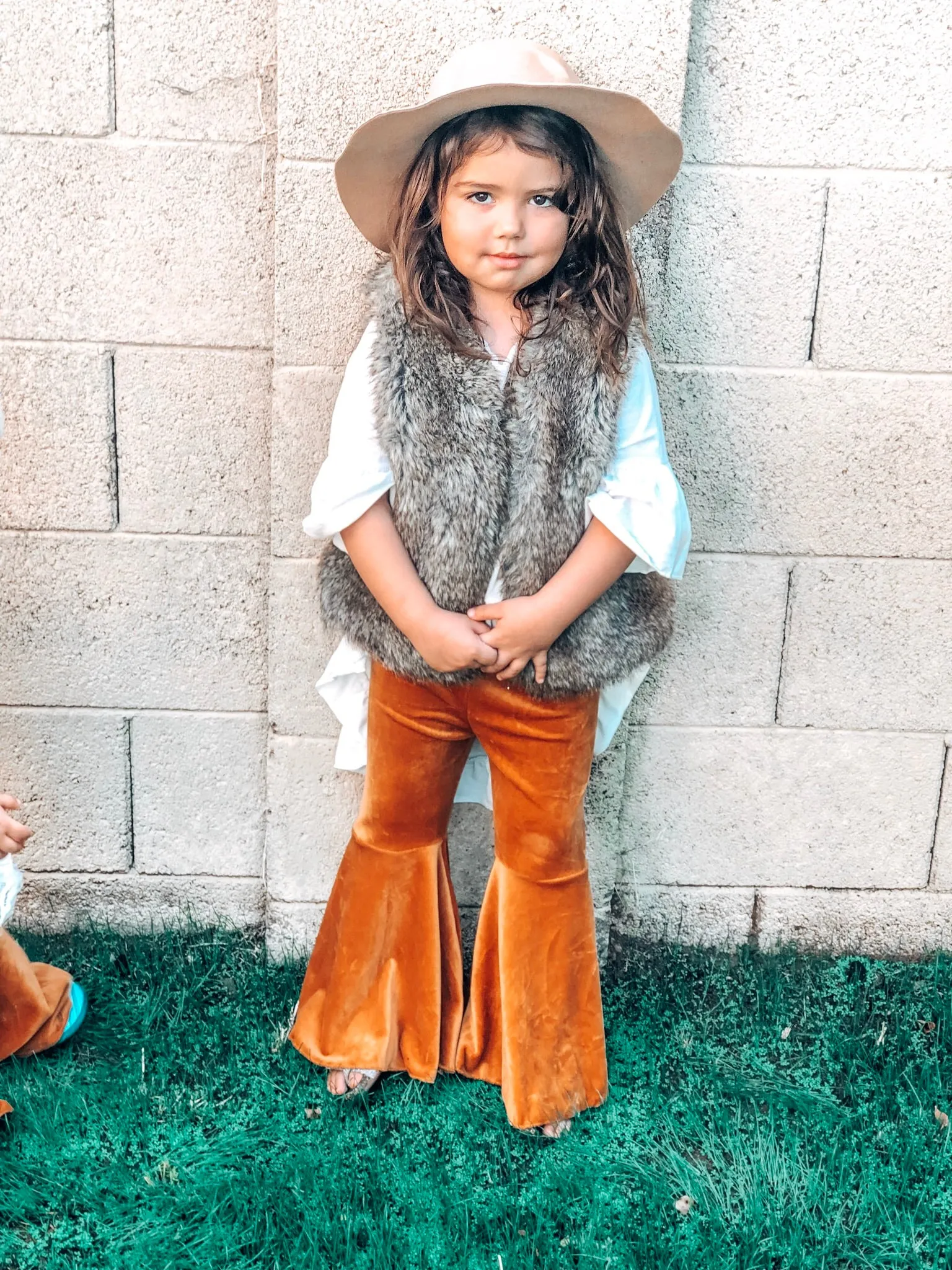 Brown Velvet Flare Bell Bottom Pants