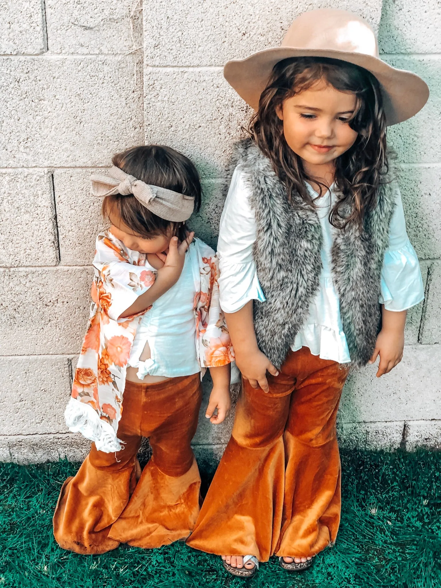 Brown Velvet Flare Bell Bottom Pants