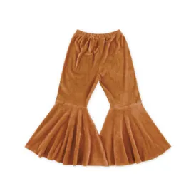 Brown Velvet Flare Bell Bottom Pants