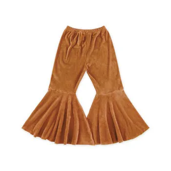 Brown Velvet Flare Bell Bottom Pants