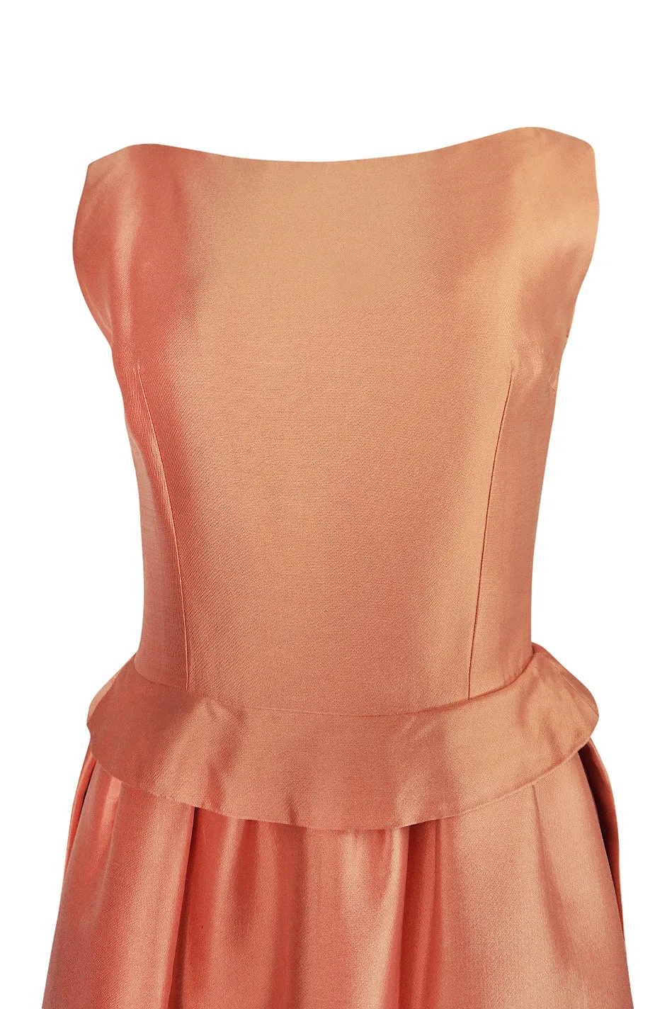 c.1965 Christian Dior Demi-Couture Peach Silk 'Apron' Dress