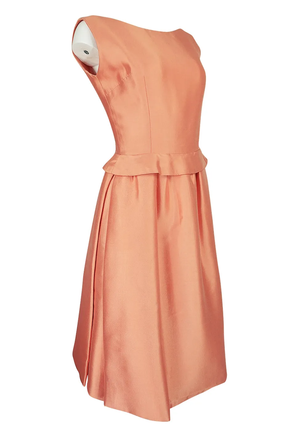c.1965 Christian Dior Demi-Couture Peach Silk 'Apron' Dress