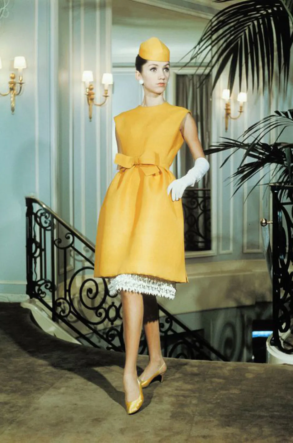 c.1965 Christian Dior Demi-Couture Peach Silk 'Apron' Dress