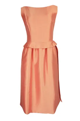 c.1965 Christian Dior Demi-Couture Peach Silk 'Apron' Dress
