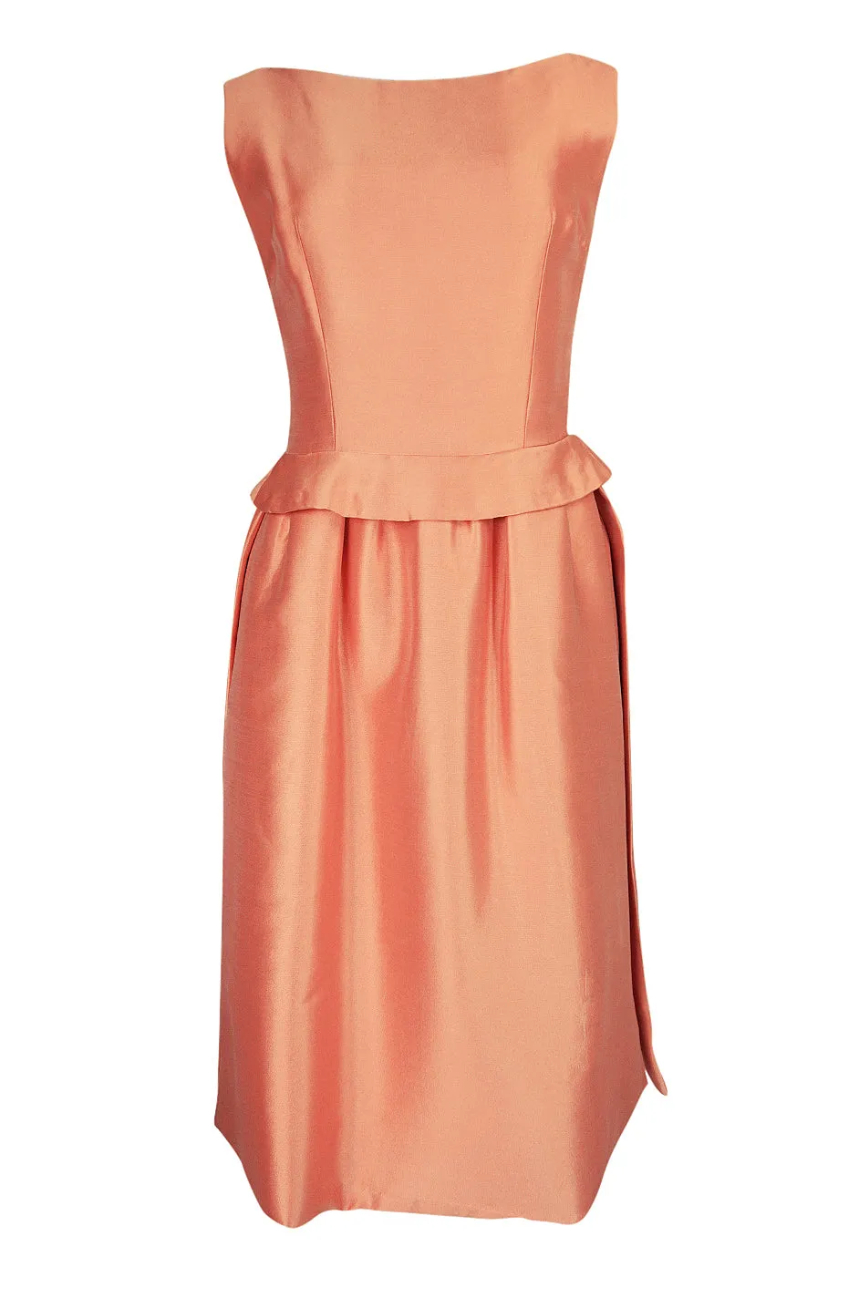 c.1965 Christian Dior Demi-Couture Peach Silk 'Apron' Dress