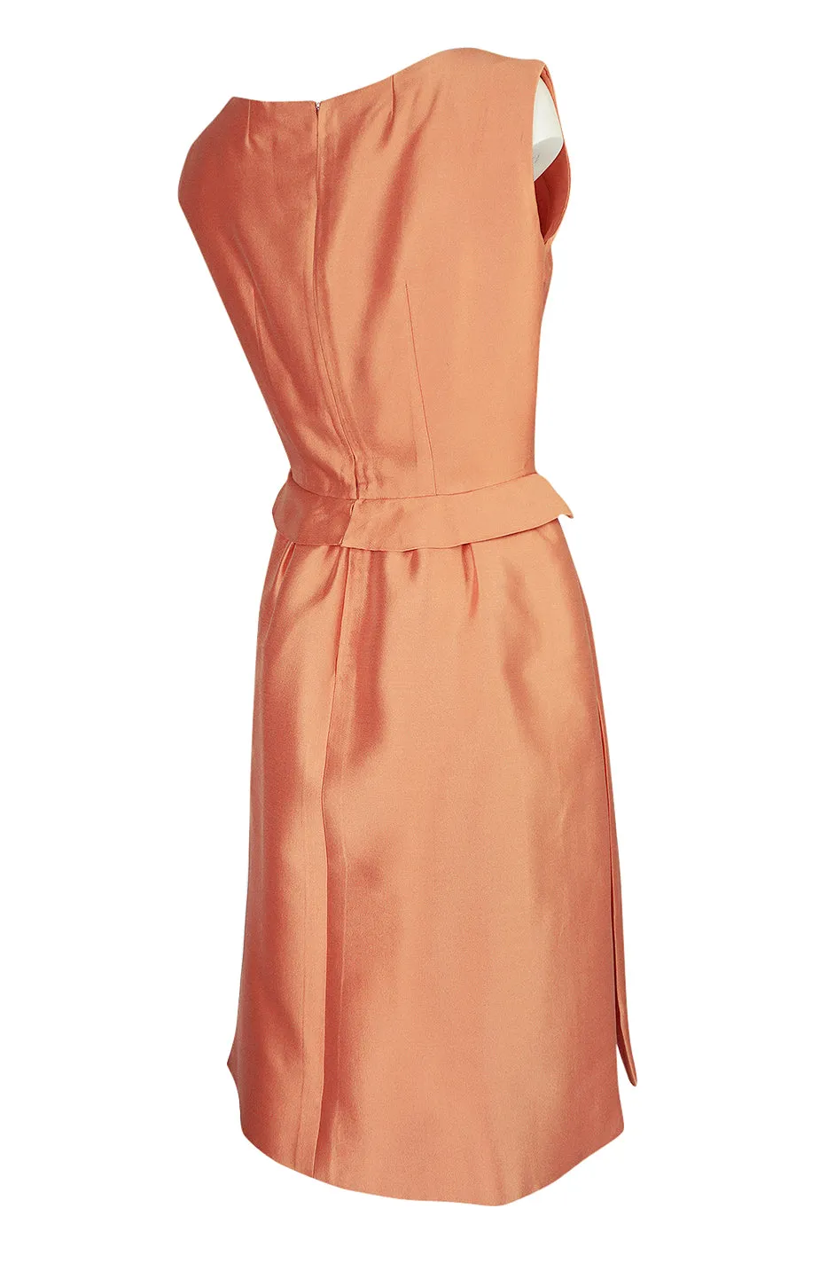 c.1965 Christian Dior Demi-Couture Peach Silk 'Apron' Dress