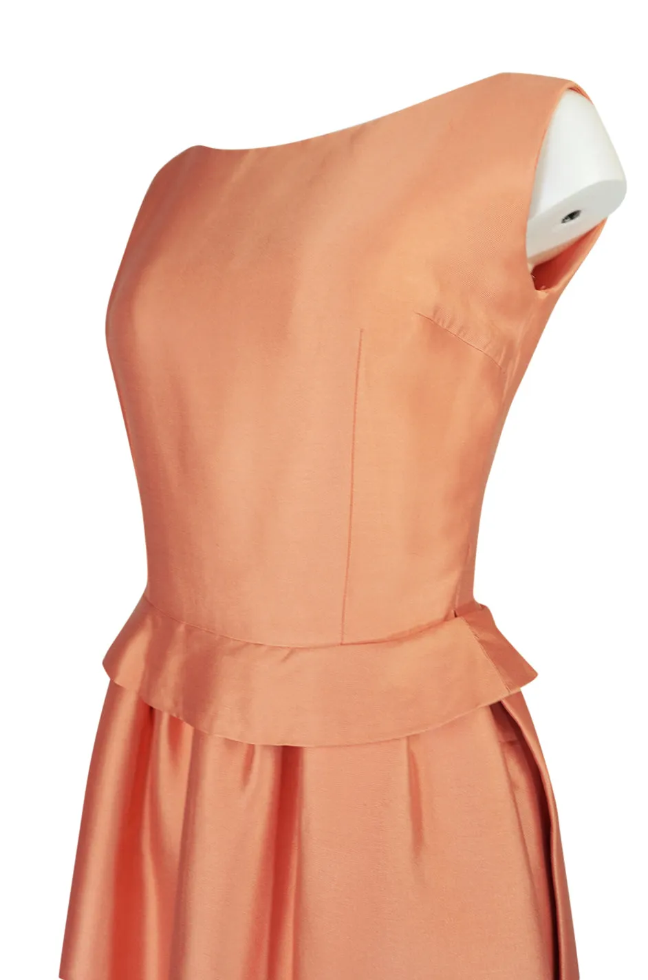 c.1965 Christian Dior Demi-Couture Peach Silk 'Apron' Dress