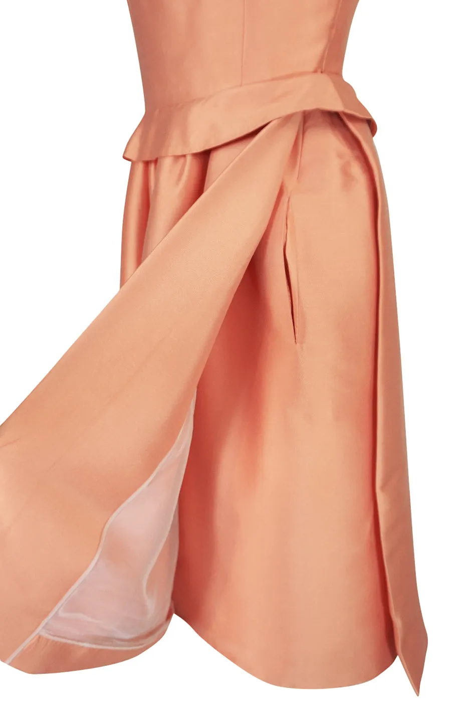 c.1965 Christian Dior Demi-Couture Peach Silk 'Apron' Dress
