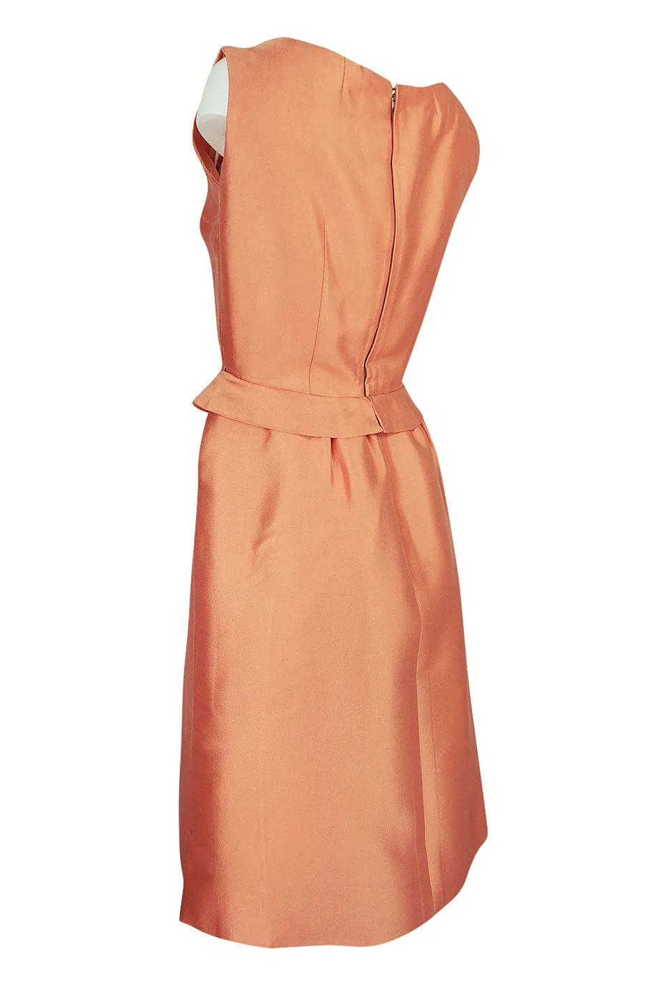c.1965 Christian Dior Demi-Couture Peach Silk 'Apron' Dress