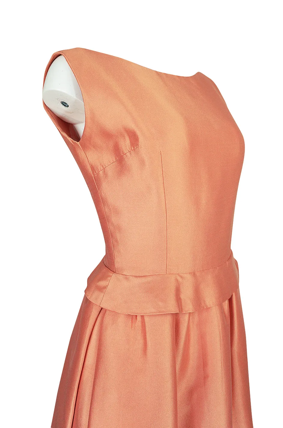 c.1965 Christian Dior Demi-Couture Peach Silk 'Apron' Dress