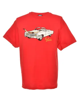 Car Print Red T-shirt - M