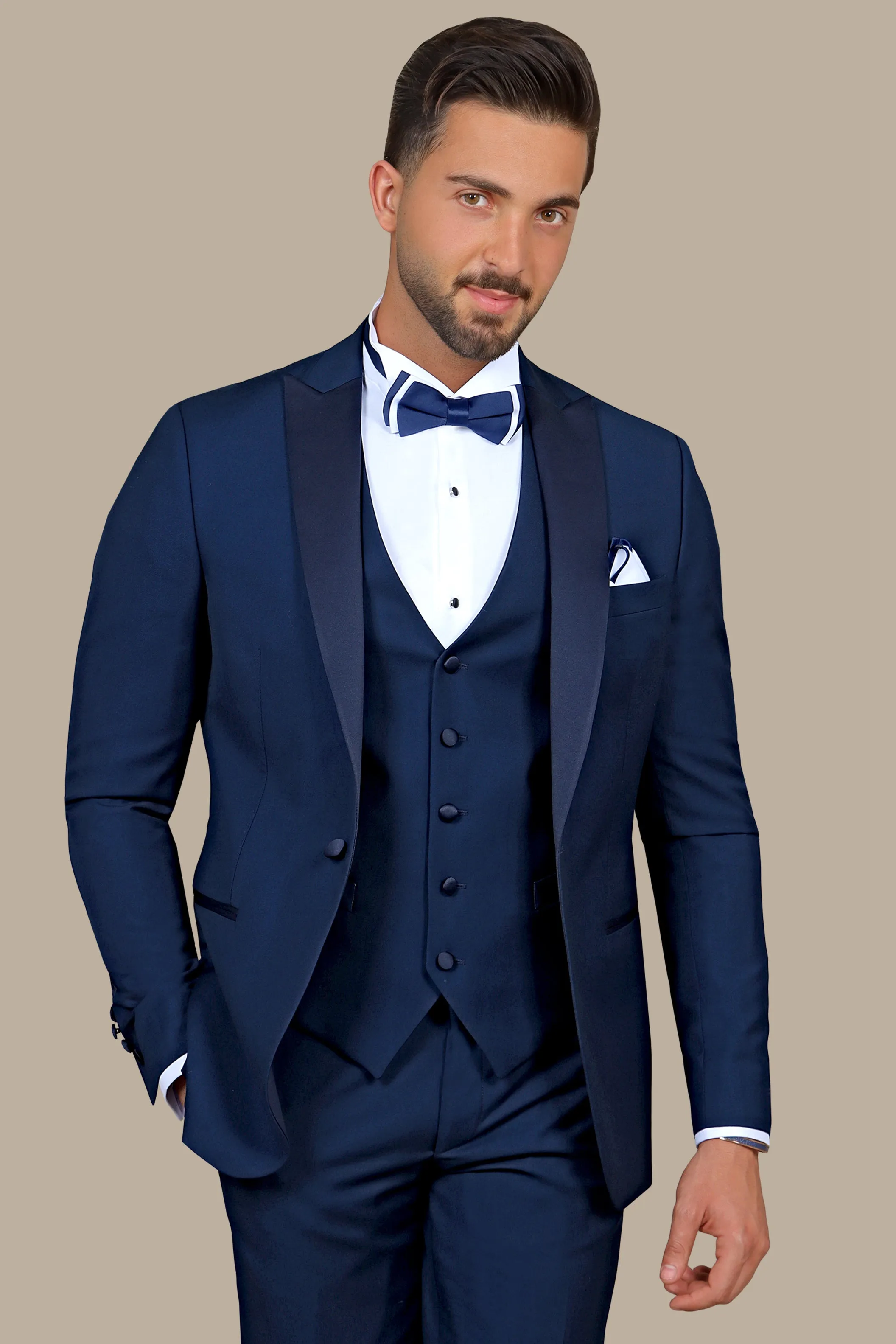 Classic Light Navy Tuxedo Peak 3-Piece Set