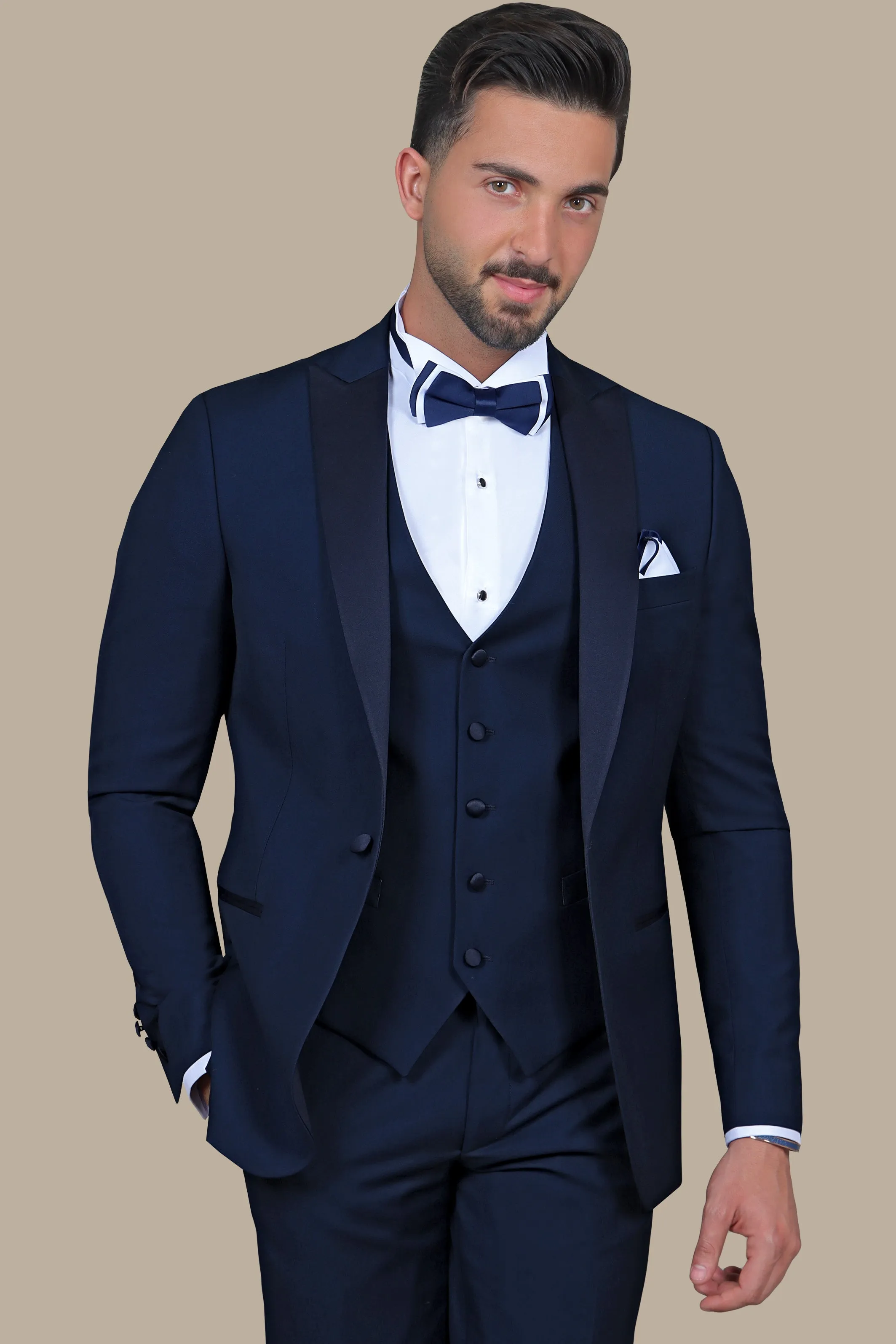 Classic Light Navy Tuxedo Peak 3-Piece Set