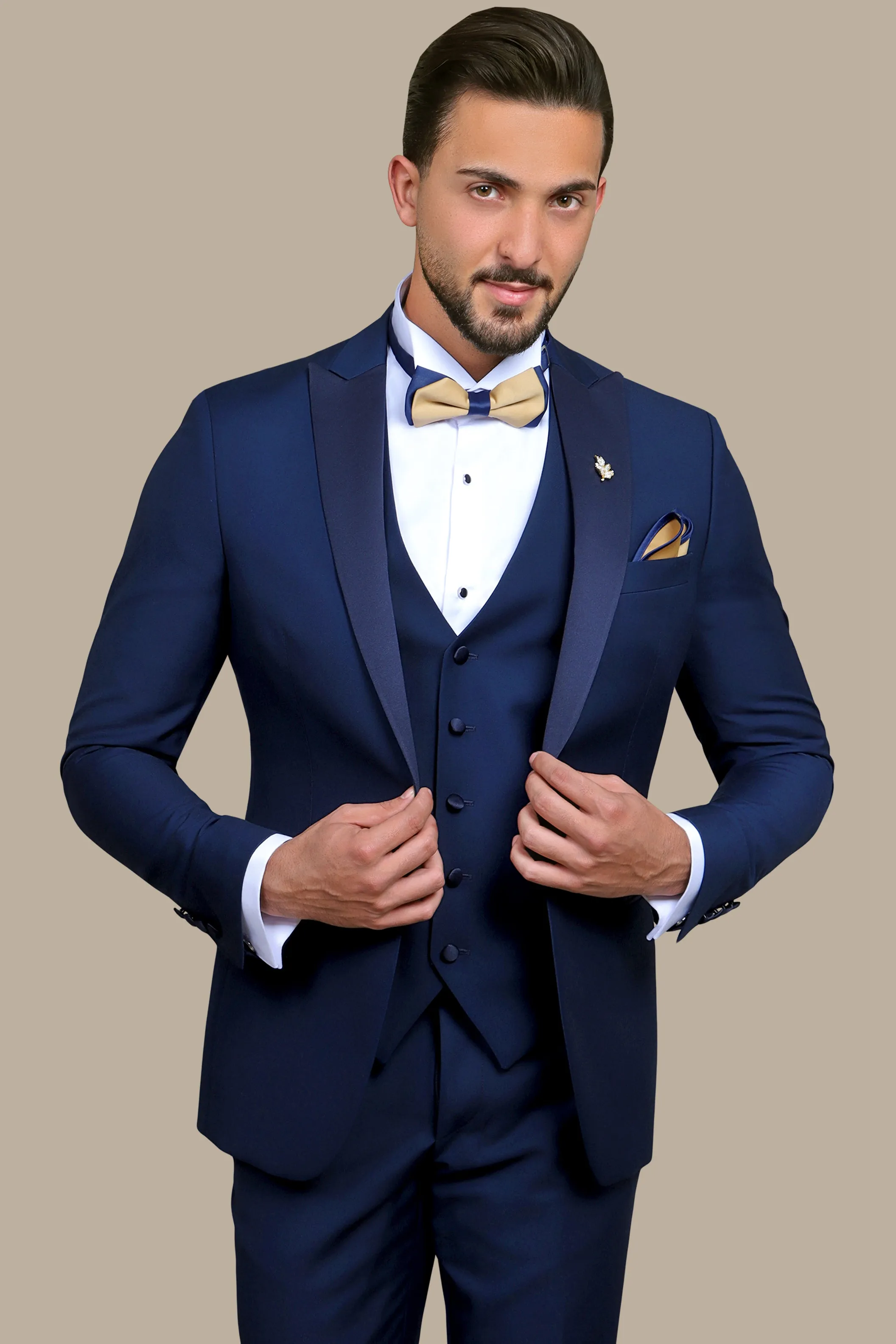 Classic Light Navy Tuxedo Peak 3-Piece Set