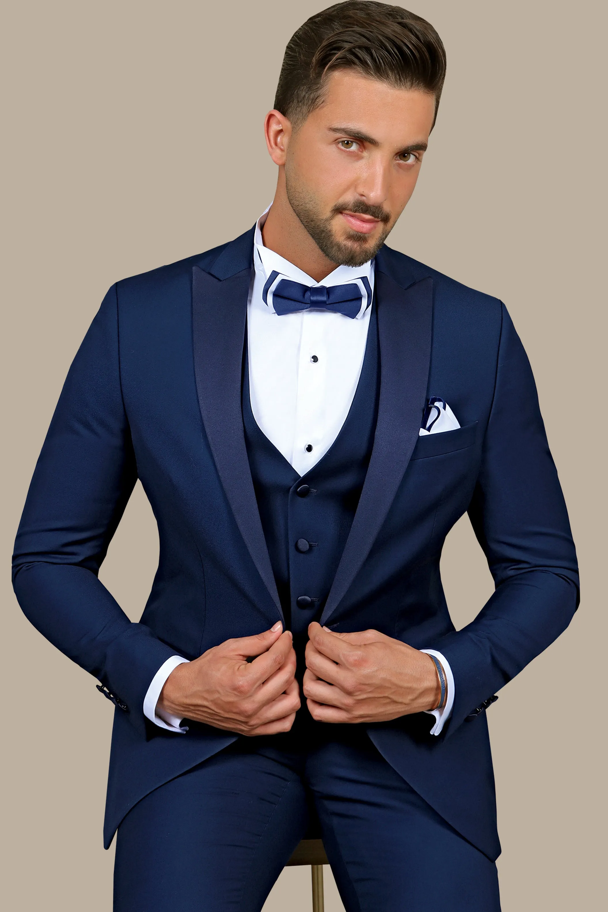 Classic Light Navy Tuxedo Peak 3-Piece Set