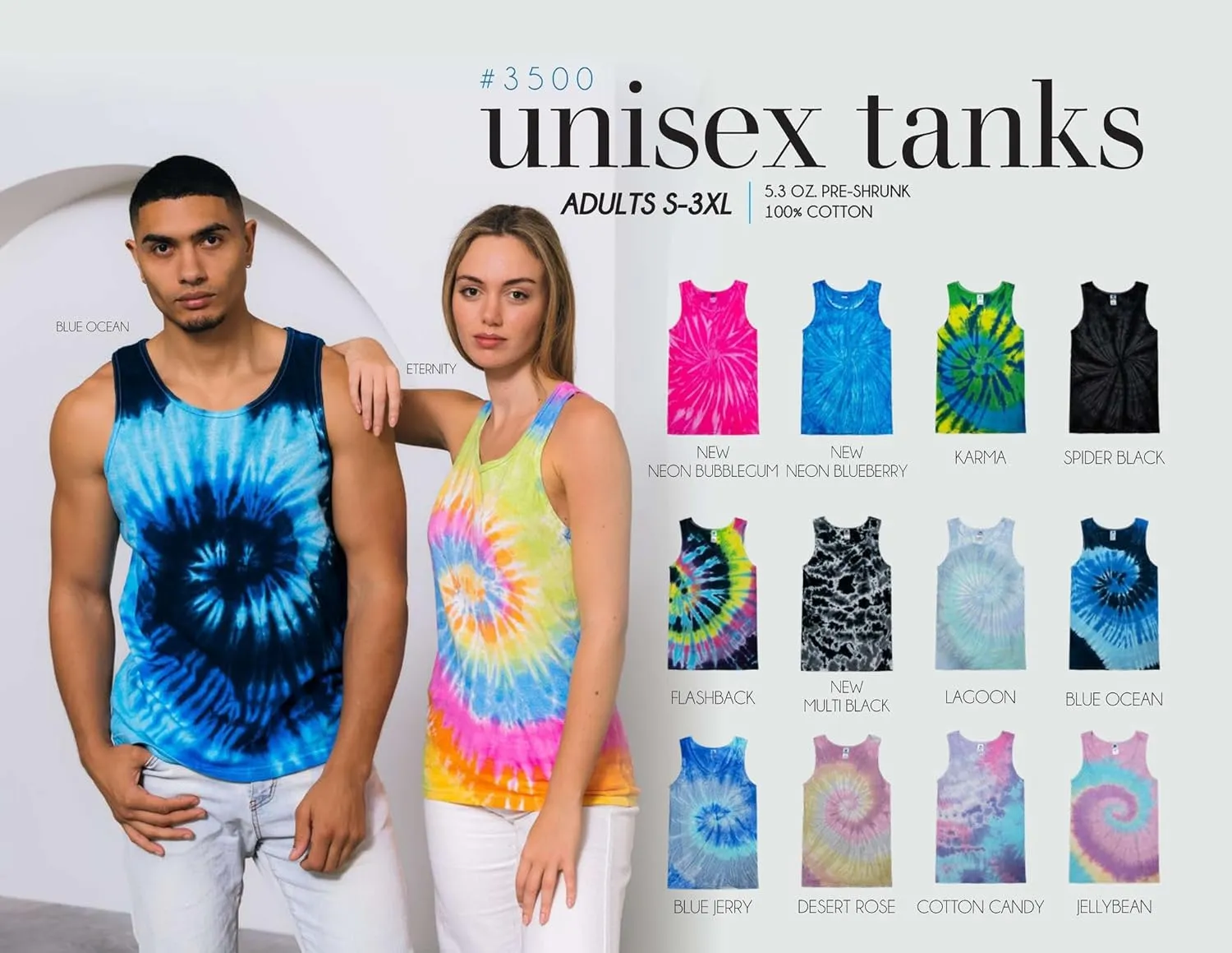 Colortone Unisex Tie Dye Tank Top - Beach Tank Tops for Women and Men - Sleeveless Summer Tops - Mens and Womens Beach Wear