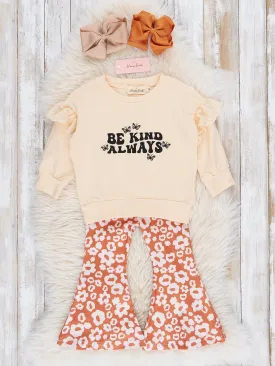 Cream & Orange Kind Daisies Bell Bottoms Outfit