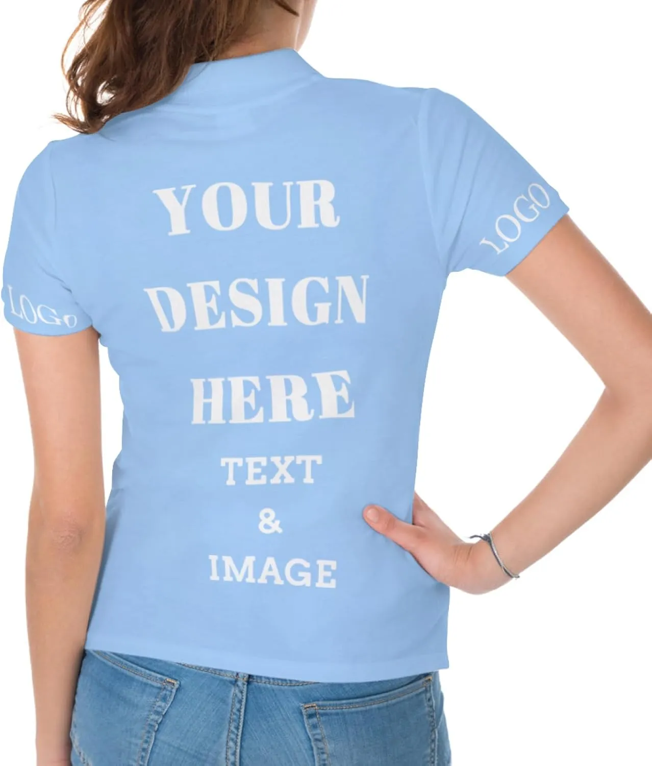 Custom Polo Shirt for Women Your Design Here Personalized Polo Shirt Short Sleeve T-Shirt for Sports