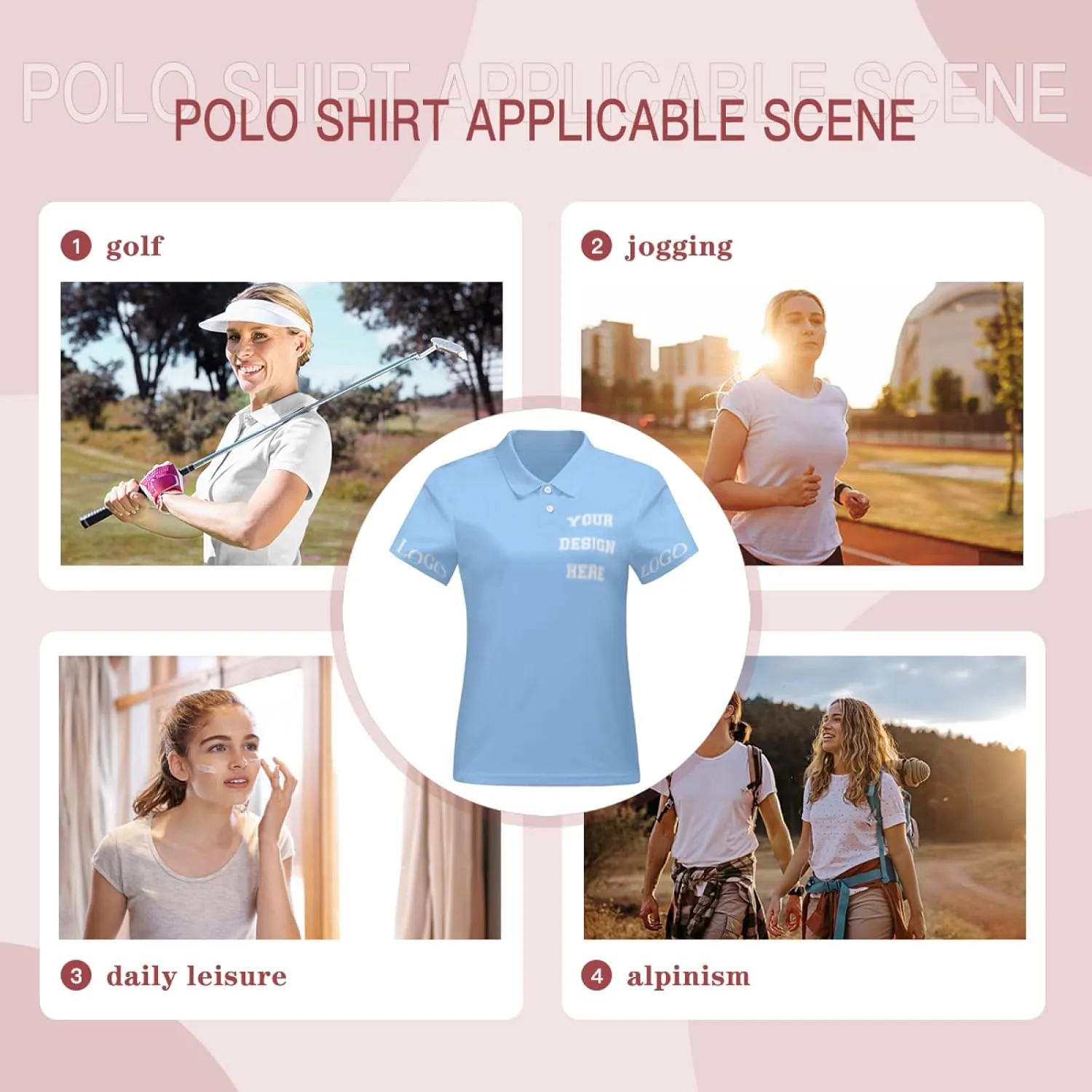 Custom Polo Shirt for Women Your Design Here Personalized Polo Shirt Short Sleeve T-Shirt for Sports