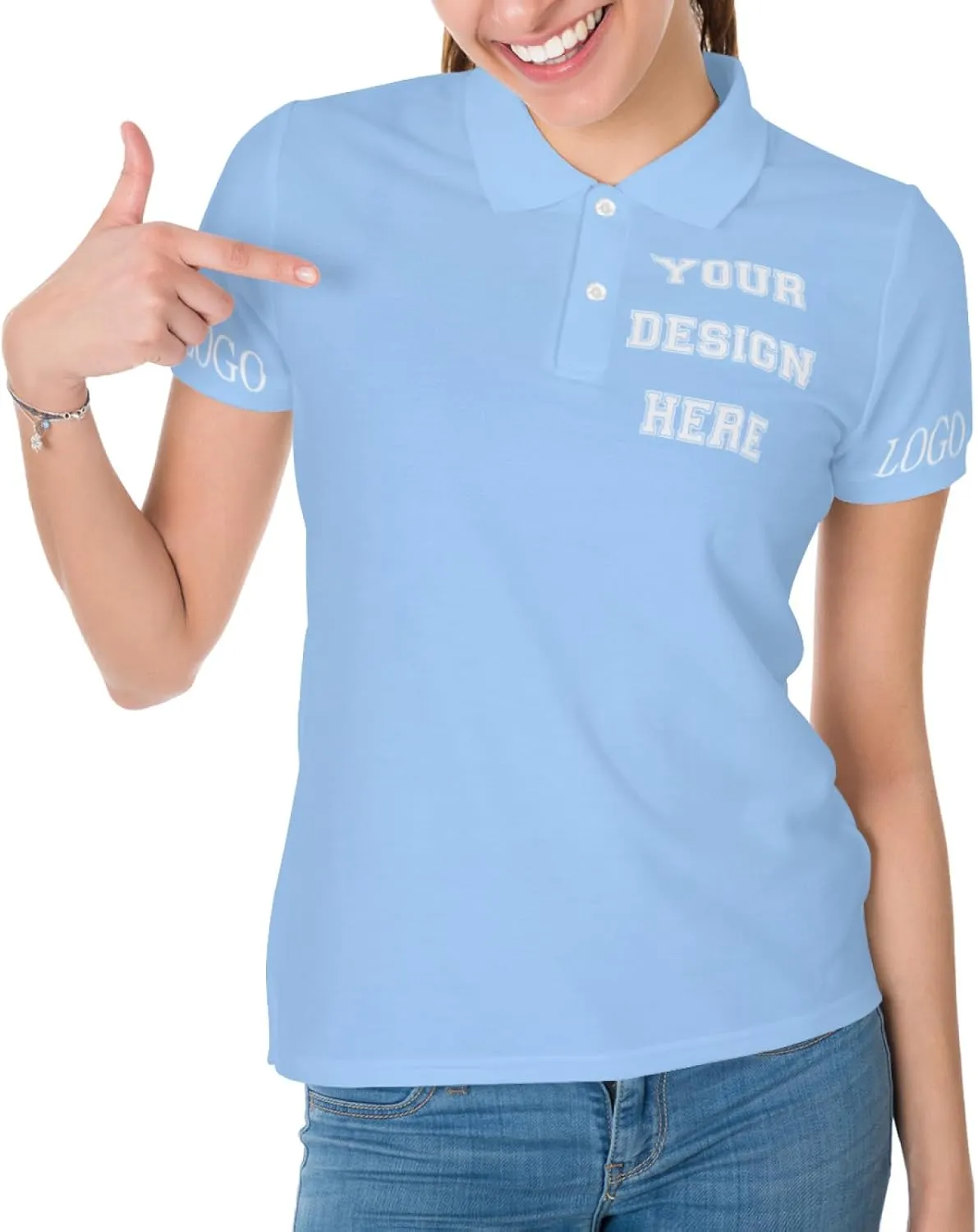 Custom Polo Shirt for Women Your Design Here Personalized Polo Shirt Short Sleeve T-Shirt for Sports