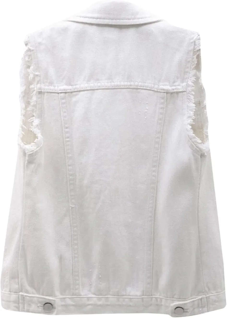 Denim Jacket for Women Casual Lapel Collar Sleeveless Denim Blazer Plus Size Cute Frayed Cropped Vest Top