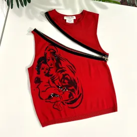 Dior Holy Mary Red Knit Skirt Set