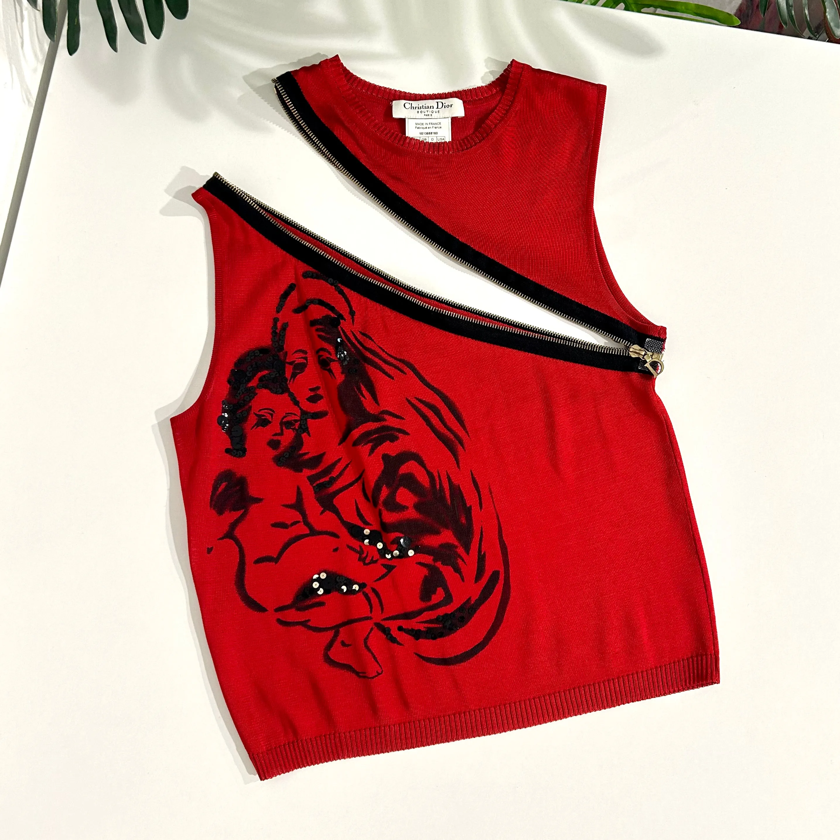 Dior Holy Mary Red Knit Skirt Set